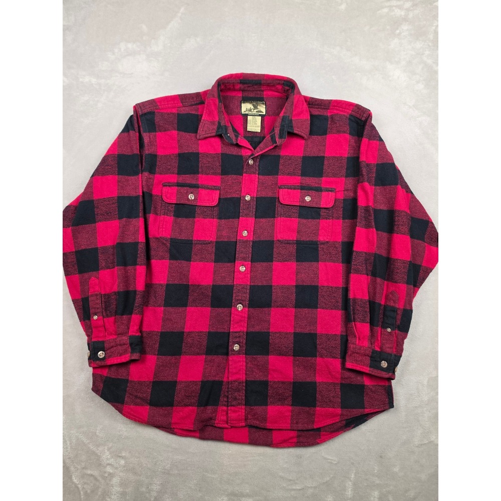 Field & Stream Flannel Shirt Mens XXL Red Buffalo Plaid Long Sleeve Pockets